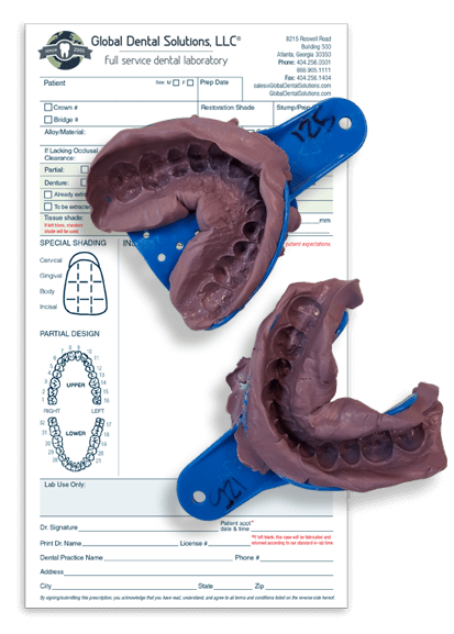 Dental braces with blue and white paper in Atlanta, GA. 